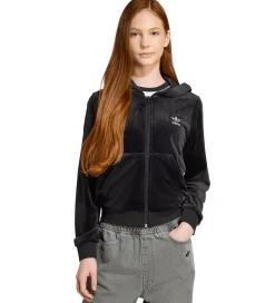 adidas Originals Hættetrøje - VELOUR Z HOODIE - Sort/Hvid