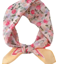 By Stær Tørklæde - Lilo - 57x58 cm - Gul/Rosa Blomster