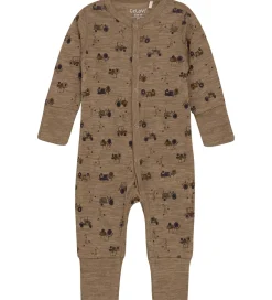 CaLaVi Heldragt - Uld - Cocoa Creme m. Traktorer