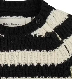 Calvin Klein Bluse - Strik - Stripe - Black/Whitecap