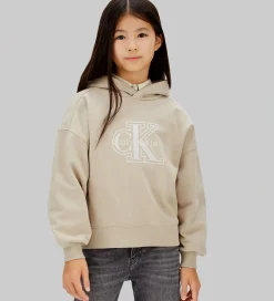 Calvin Klein Hættetrøje - Velvet Monologo - Ancient Marble Grey