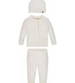 Calvin Klein Sæt - Cardigan/Bukser/Hat - Rib Strik - Ivory