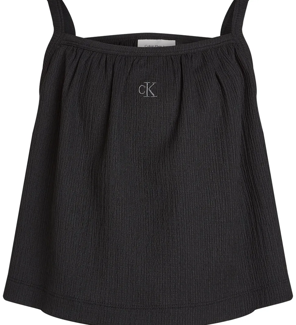 Calvin Klein Top - Rib - Crinkle Strap - Ck Black
