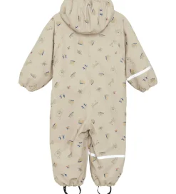 CeLaVi Regndragt m. Fleece - PU - White Pepper m. Print