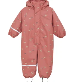 CeLaVi Regndragt m. Fleece - PU - Brick Dust m. Print