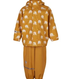 CeLaVi Regntøj m. Seler - PU - Mineral Yellow m. Elefanter