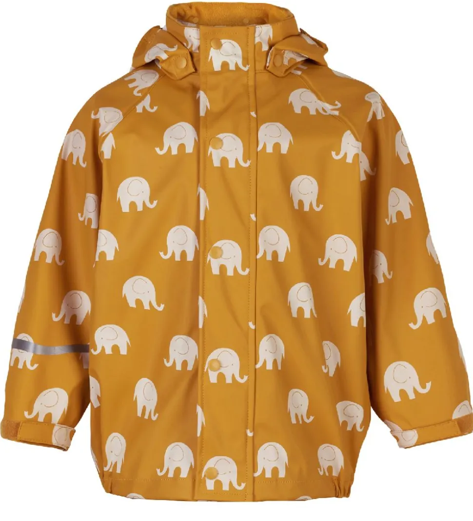 CeLaVi Regntøj m. Seler - PU - Mineral Yellow m. Elefanter