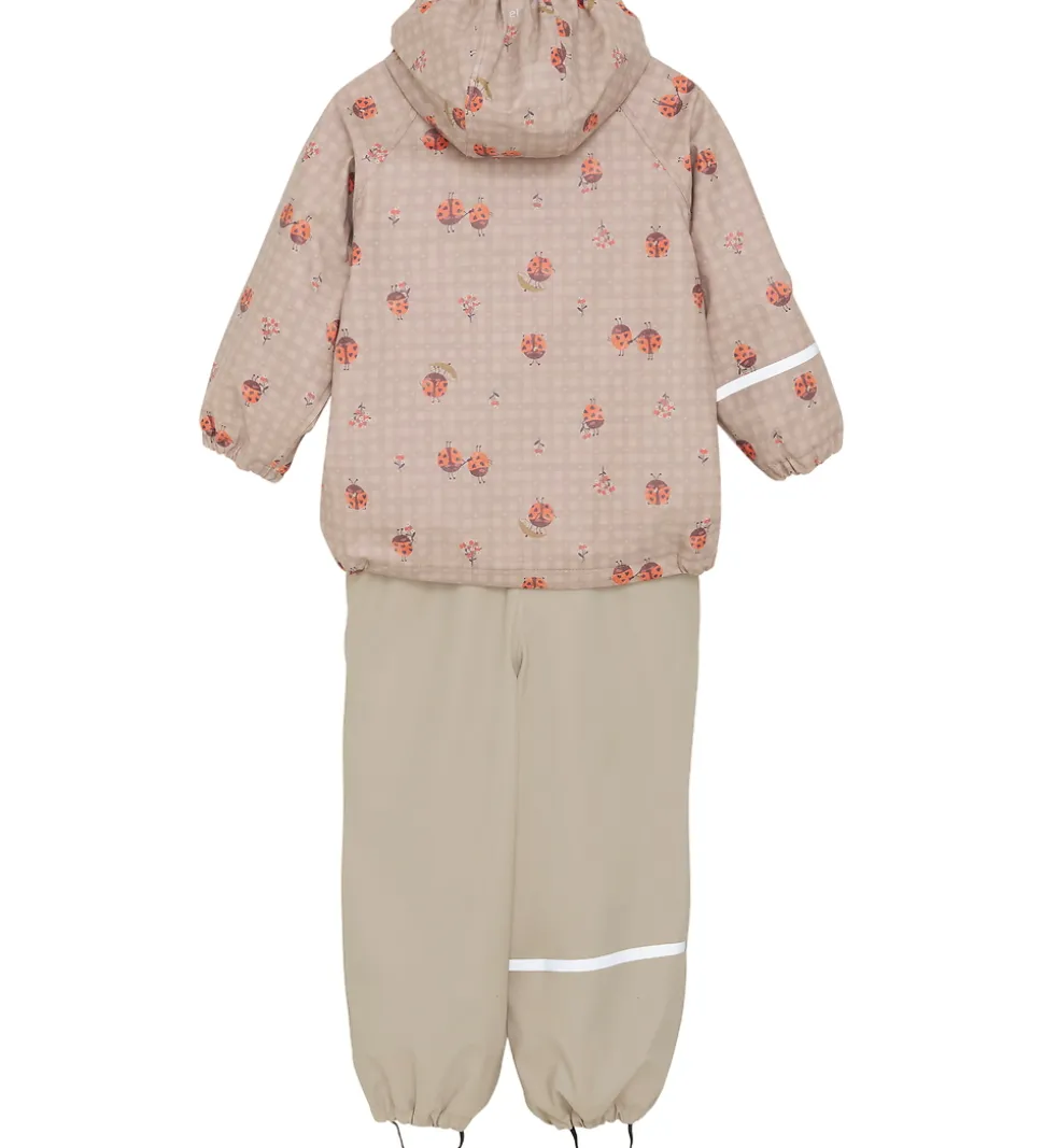 CeLaVi Regntøj m. Seler/Fleece - Recycle PU - Nasturtium m. Prin