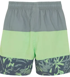 Color Kids Badeshorts - Colorblock - Green Ash m. Print