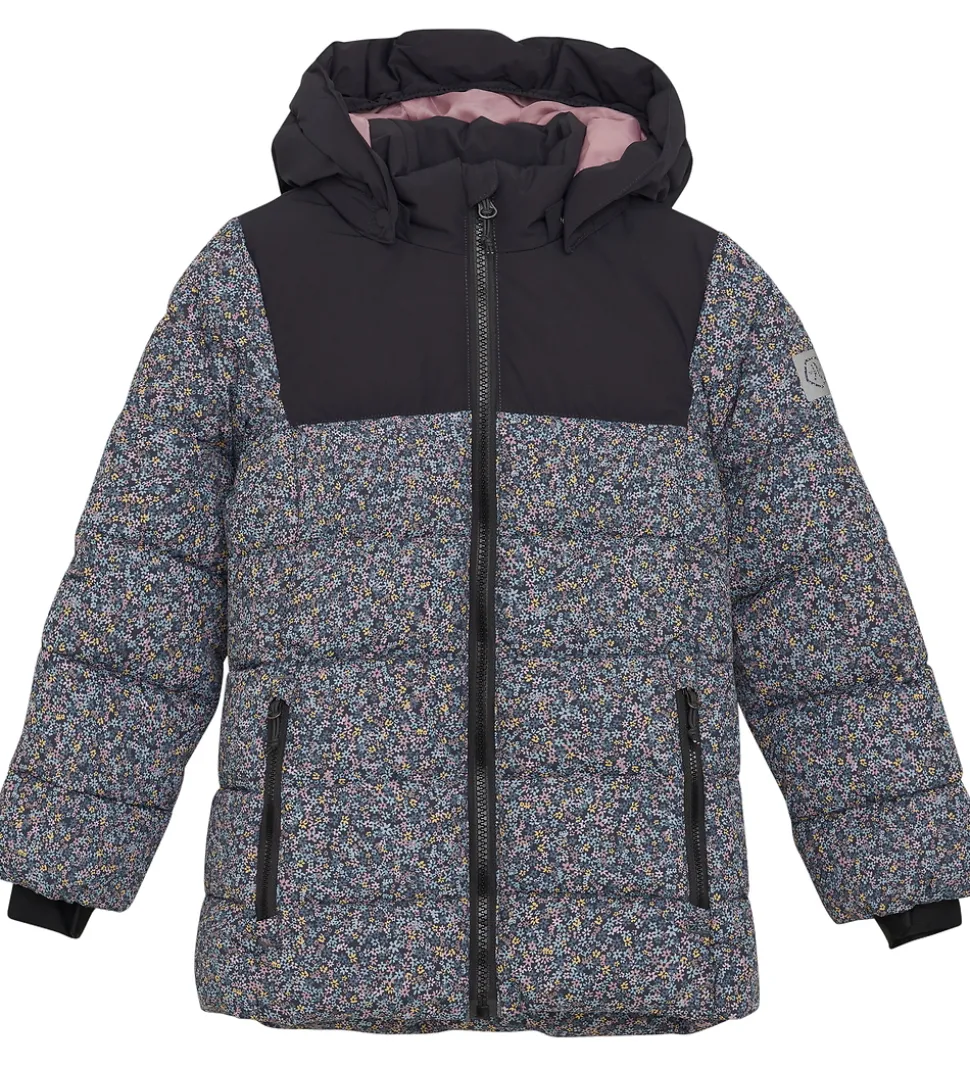 Color Kids Dynejakke - Quilt - Phantom m. Blomster