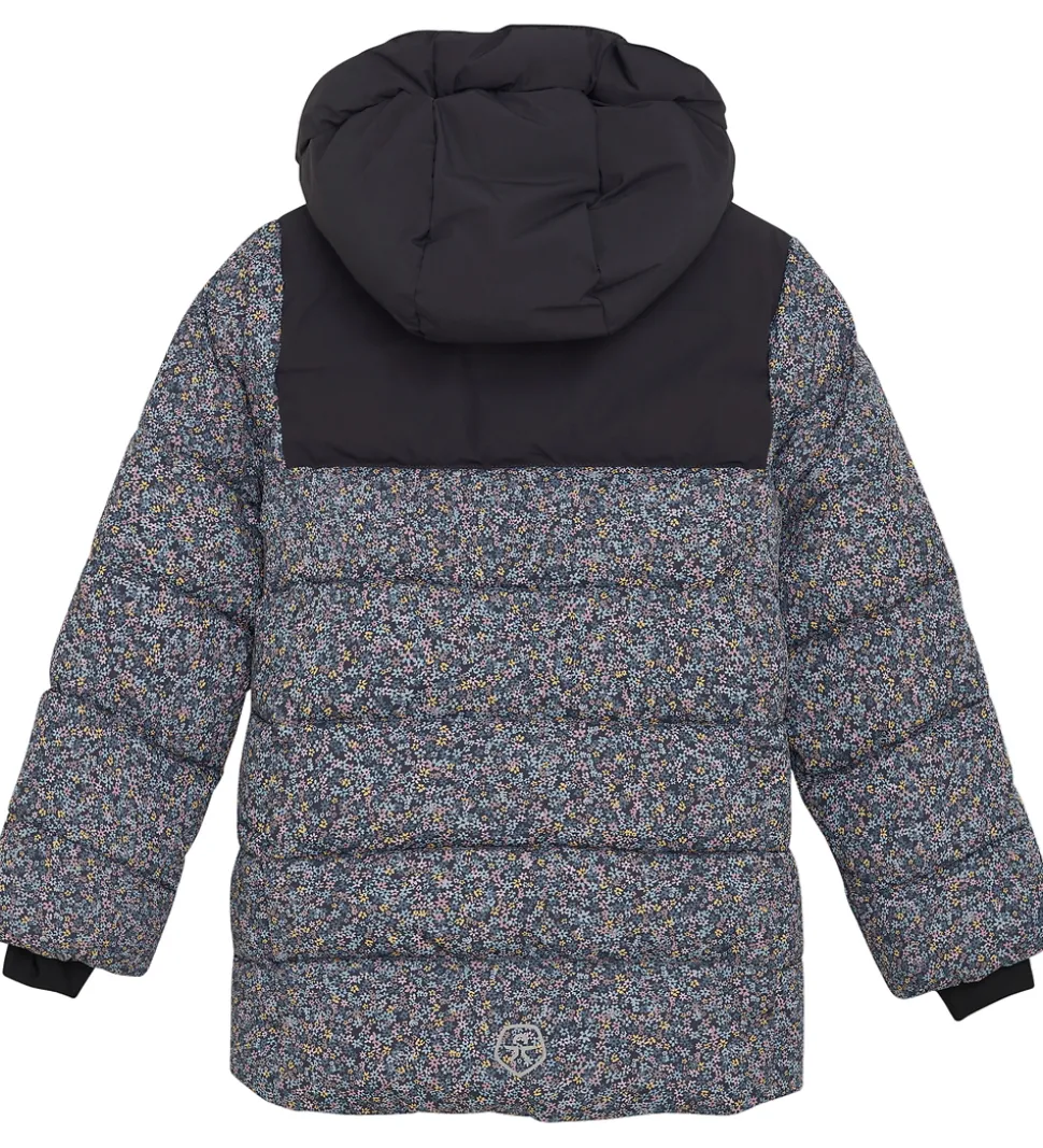 Color Kids Dynejakke - Quilt - Phantom m. Blomster