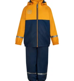 Color Kids Regntøj m. Seler/Fleece - PU - Cadmium Yellow/Navy