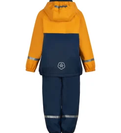 Color Kids Regntøj m. Seler/Fleece - PU - Cadmium Yellow/Navy