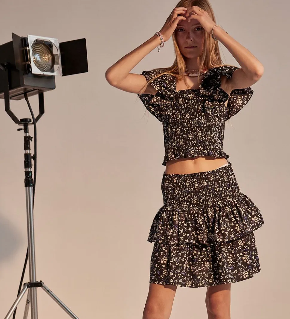 Designers Remix Top - Sandrine - Black Flower Print