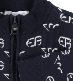 Emporio Armani Cardigan - Uld - Recreate Blue m. Logoer