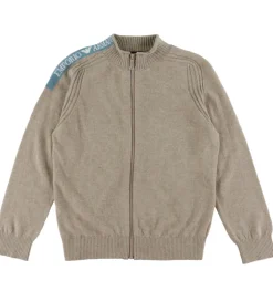 Emporio Armani Cardigan - Viskose/Uld - Beigemeleret m. Blå