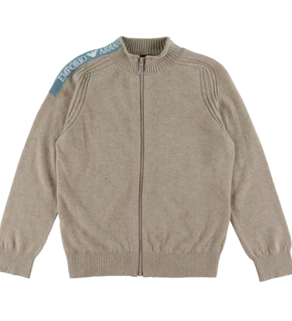 Emporio Armani Cardigan - Viskose/Uld - Beigemeleret m. Blå