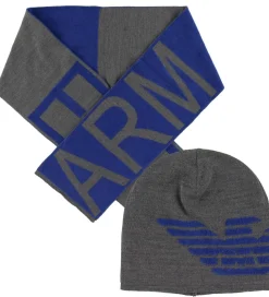 Emporio Armani Gaveæske - Hue/Tørklæde - Bomuld/Uld - Grå/Blå