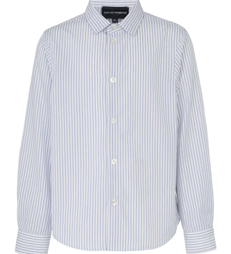 Emporio Armani Skjorte - Hvid/Blåstribet