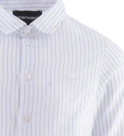 Emporio Armani Skjorte - Hvid/Blåstribet