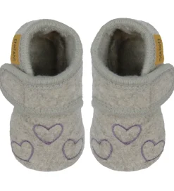 En Fant Hjemmesko - Uld - Grape Shake m. Hjerter