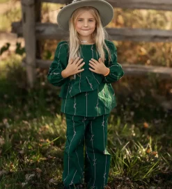 Fliink Bluse - Bowie - Hunter Green Bow AOP