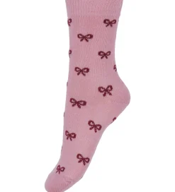 Fuzzies Strømper - 2-pak - Rosa/Bordeaux m. Sløjfer