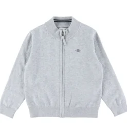 GANT Cardigan - Shield Cotton Zip - Strik - Light Grey Melange