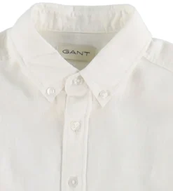 GANT Skjorte - Hør/Bomuld - Hvid