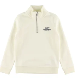 GANT Sweatshirt - Graphic - Half Zip - Cream