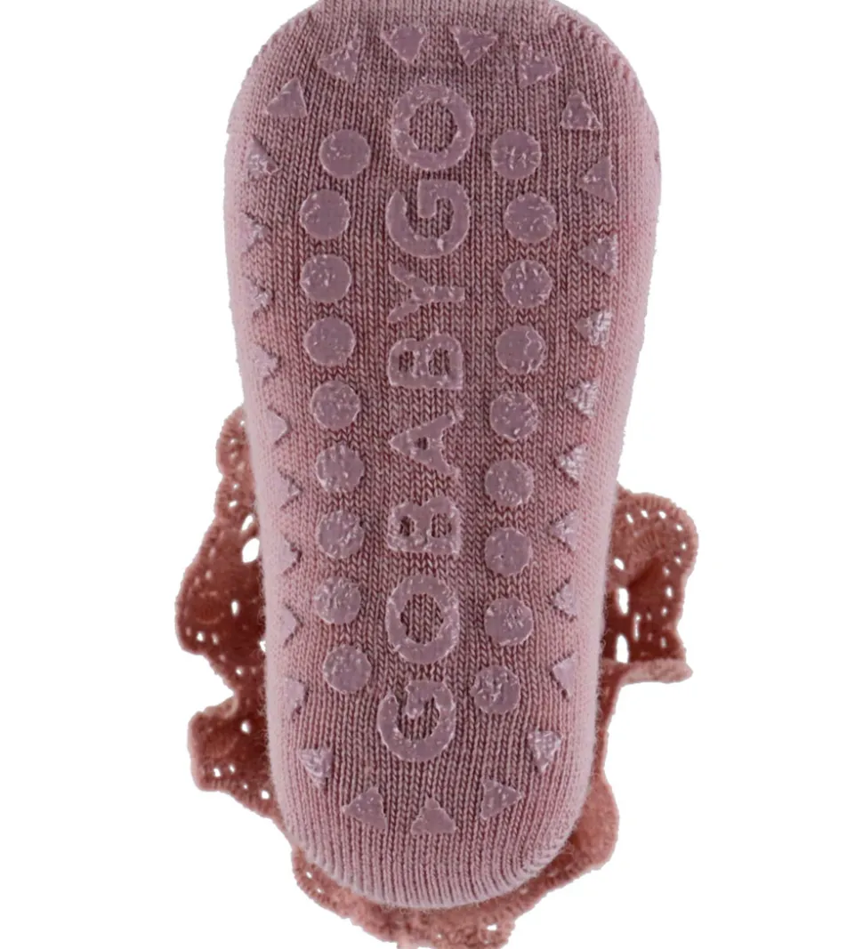 GoBabyGo Skridsikre Strømper - Uld - Woodrose m. Blonde