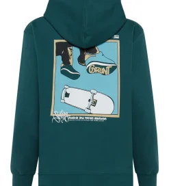 Grunt Hættetrøje - GrRatica - Grøn m. Print