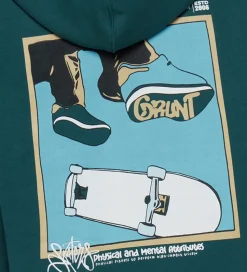 Grunt Hættetrøje - GrRatica - Grøn m. Print