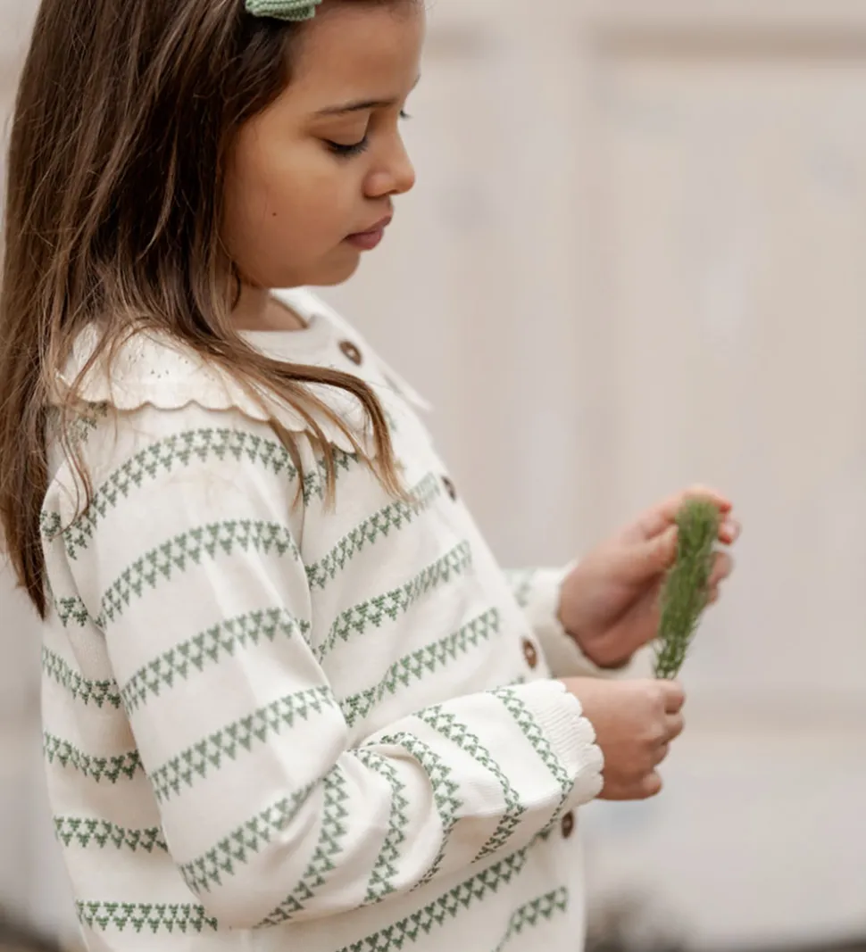 Hanevild Cardigan - Strik - Heart - Off White/Shale Green