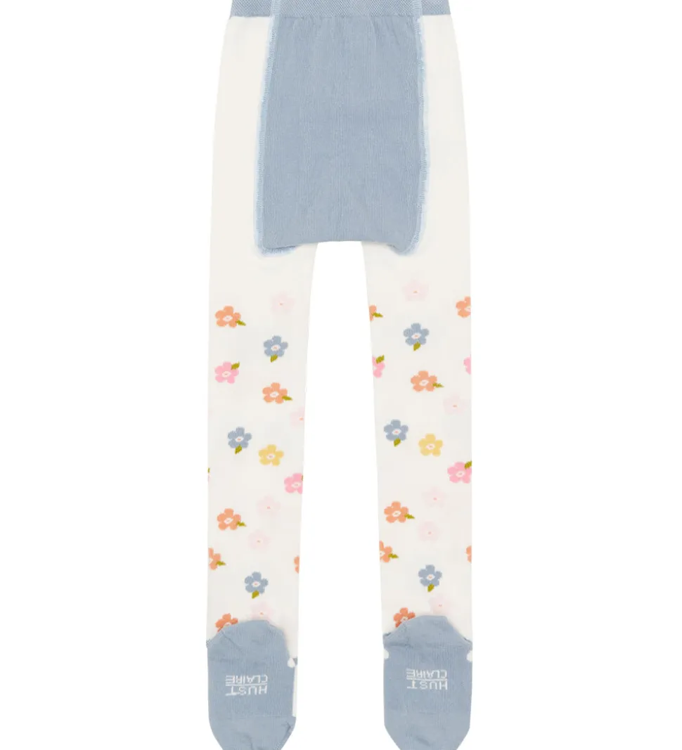 Hust and Claire Strømpebukser - HCFrankie - Ivory m. Blomster