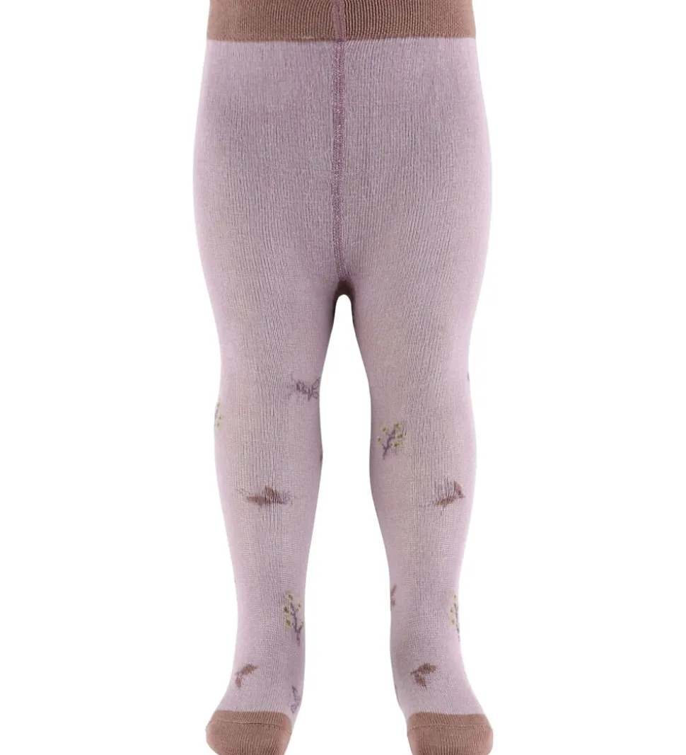 Hust and Claire Strømpebukser - Frankie - Purple Dove m. Blomste