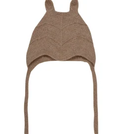 Huttelihut Babyhjelm m. Ører - Alpakauld - Strik - Camel Melange