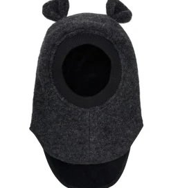 Huttelihut Elefanthue - Uld - 2-lags - Dark Grey Melange m. Ører