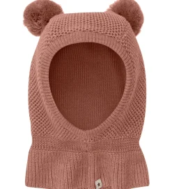 Huttelihut Elefanthue - Uld - Strik - 2-lags - Burlwood m. Kvast