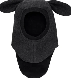 Huttelihut Elefanthue - Uld - 2-lags - Mørkegråmeleret m. Ører