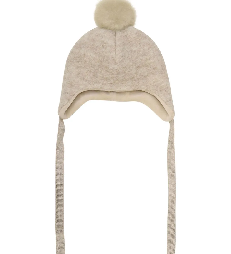 Huttelihut Hue - Uld - Sand Melange m. Kvast