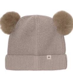 Huttelihut Hue - Uld - Strik - Camel Melange m. Kvaster