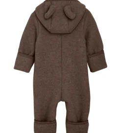 Huttelihut Køredragt - Uldfleece - Brown Melange m. Ører