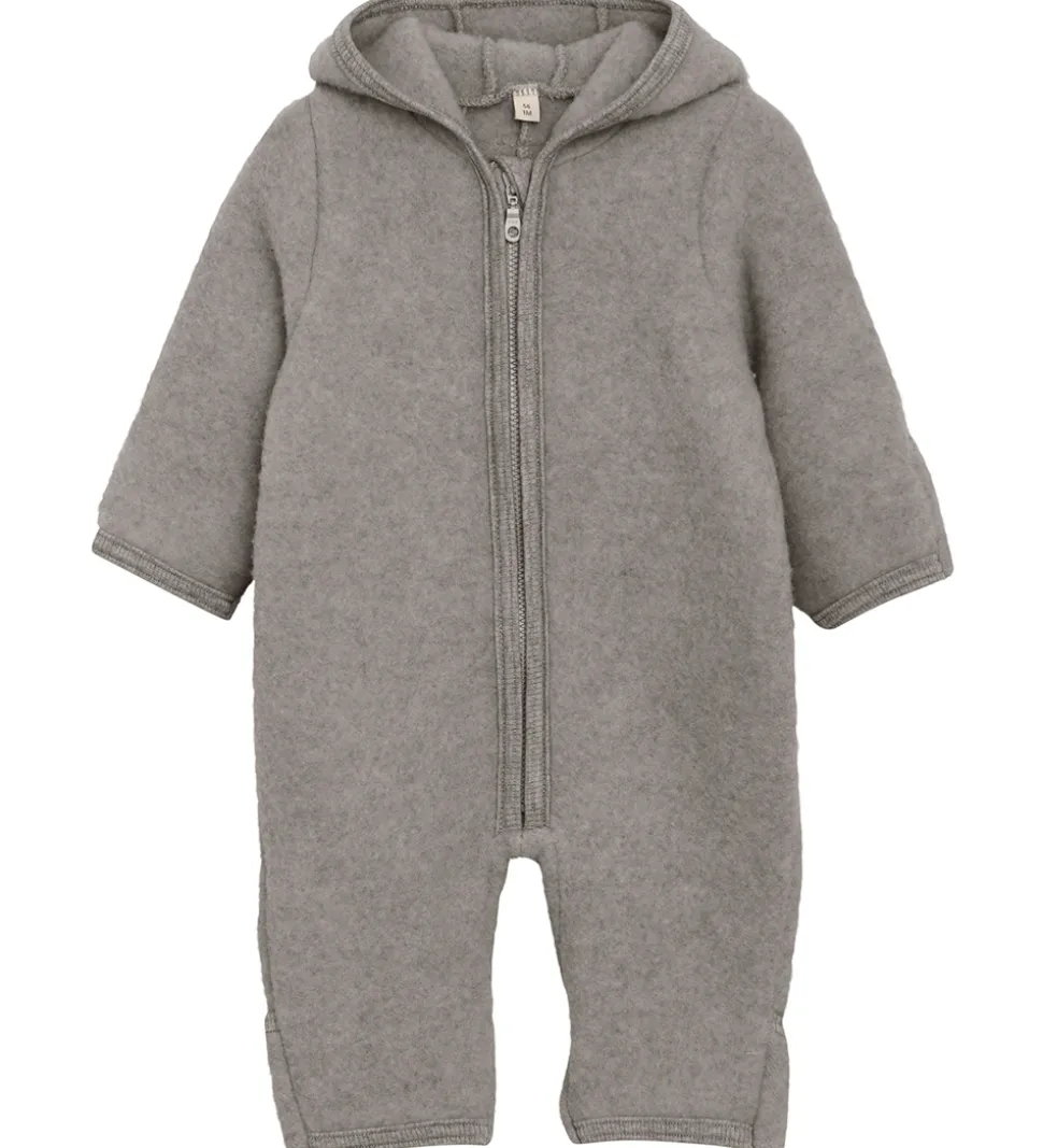 Huttelihut Køredragt - Uldfleece - Medium Grey Melange m. Ører