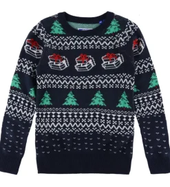Jack & Jones Bluse - Strik - JjXmas Andrew - Sky Captain/Holly G