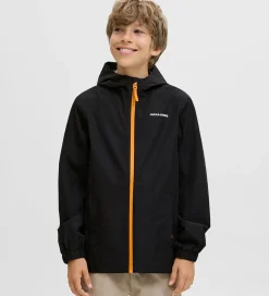 Jack & Jones Regnjakke - PE - JjefLynn - Sort/Dark Cheddar Zipp