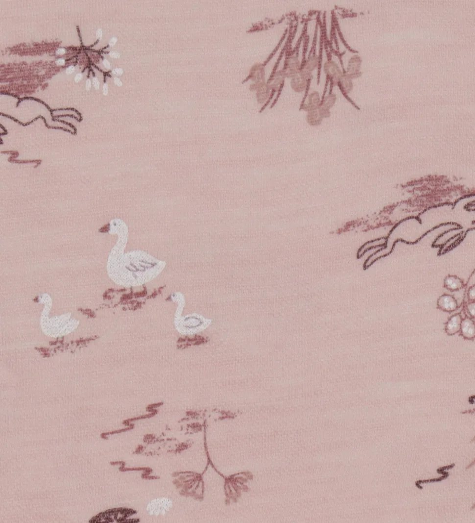 Joha Babyhjelm - Uld/Bambus - Lyserød m. Print