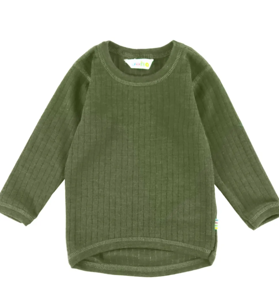 Joha Bluse - Uld - Rib - Mørk Oliven