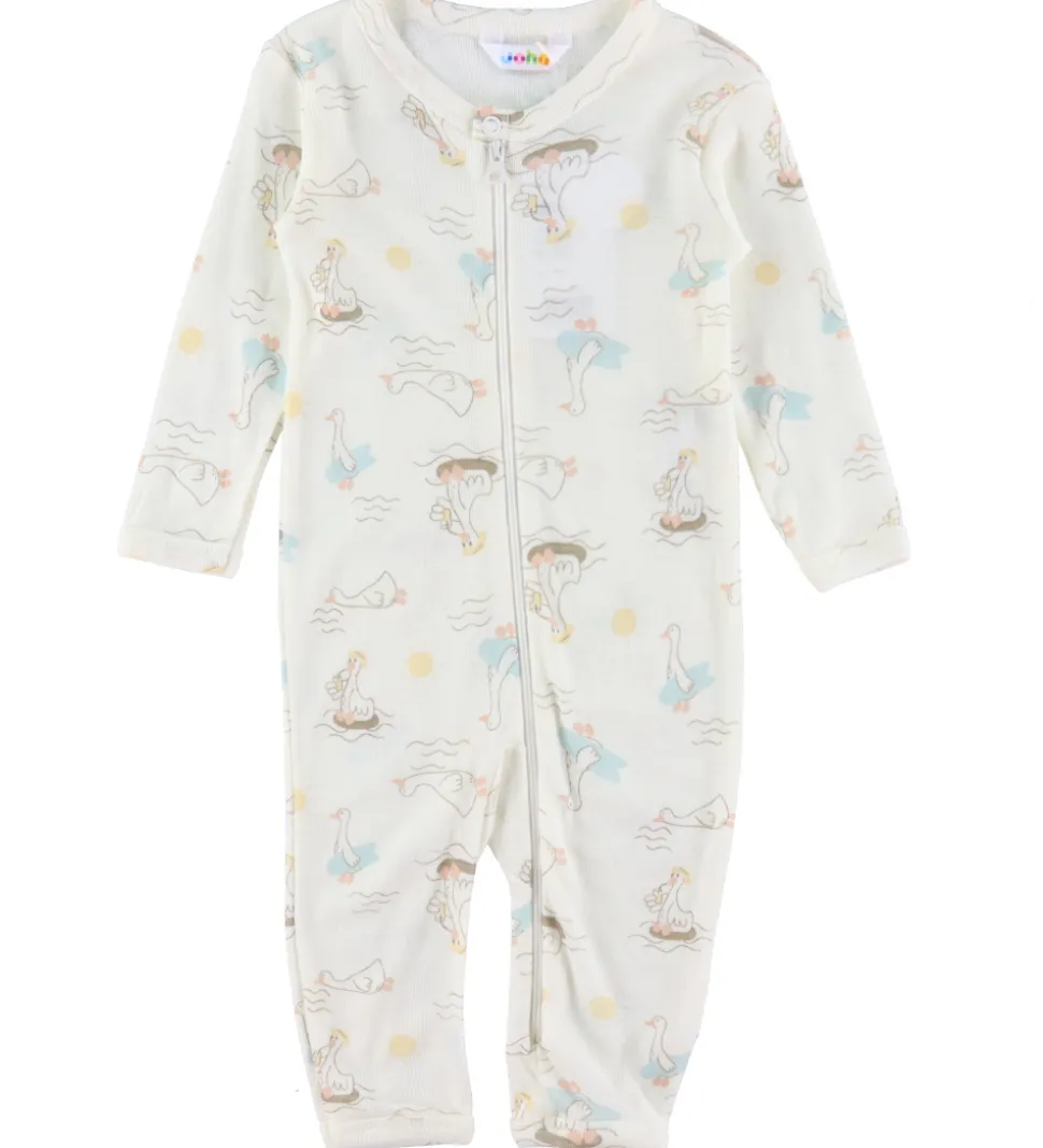 Joha Heldragt - Uld/Silke - Off White m. Print