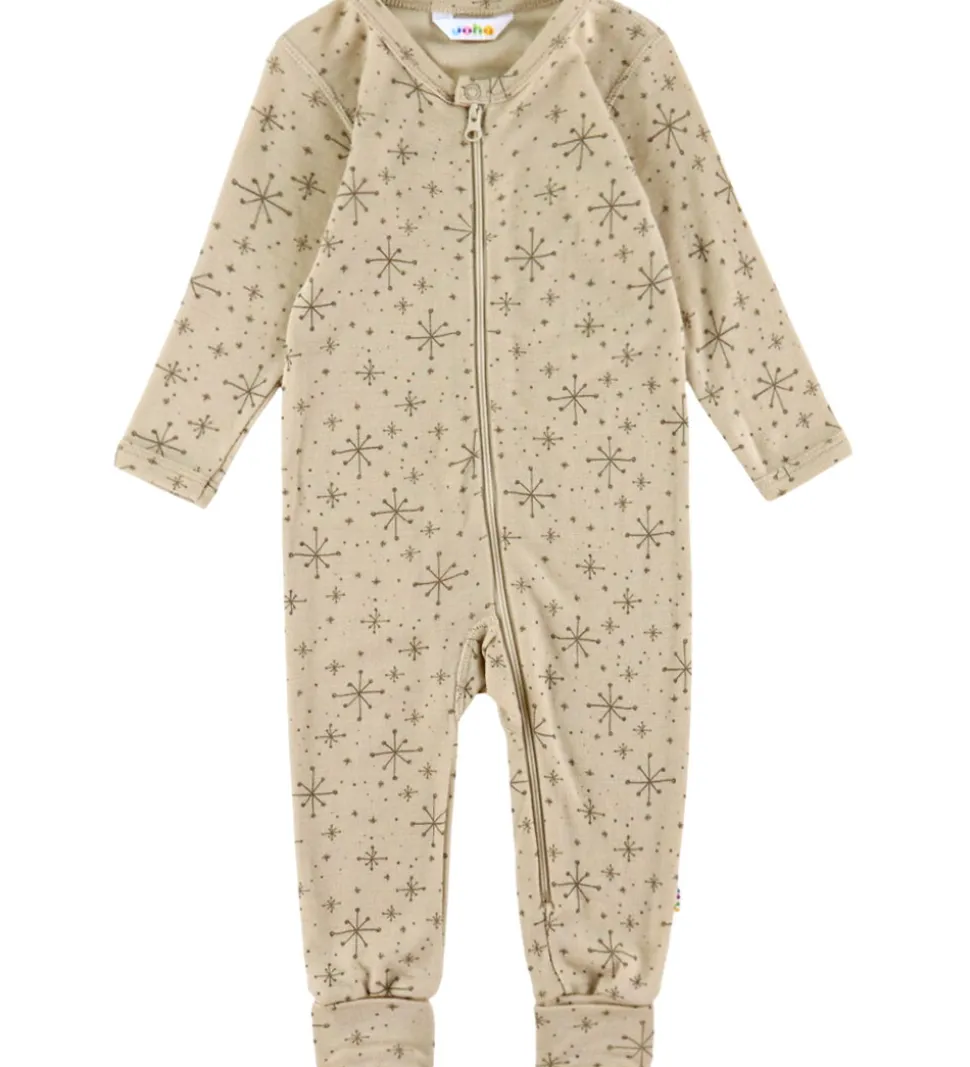 Joha Heldragt m. Fødder - Uld - Beige m. Stjerner